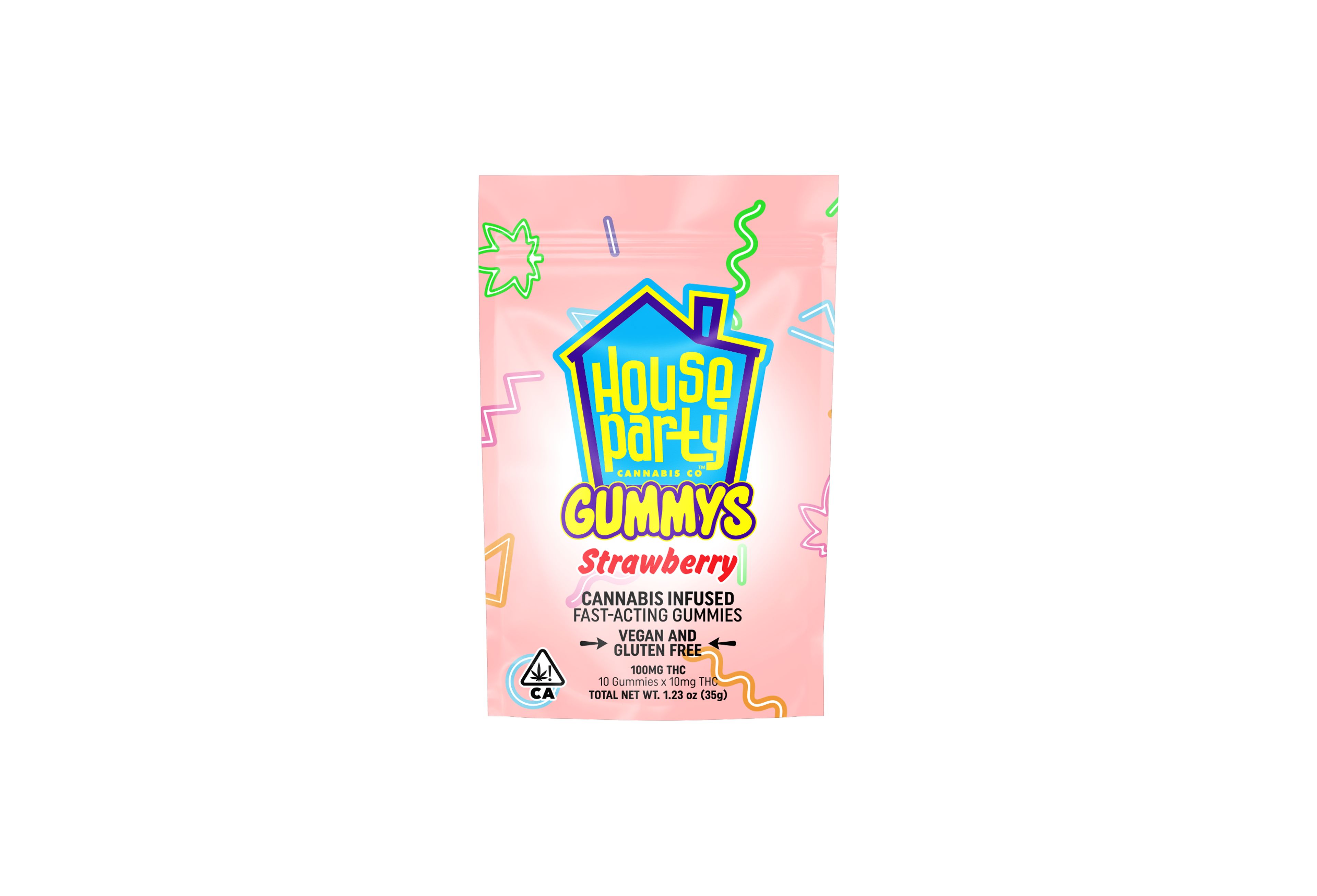Photograph of product: HOUSE PARTY - 100MG - EDIBLE (GUMMIES) - STRAWBERRY