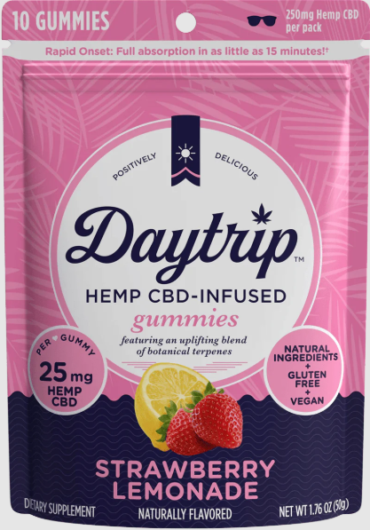 Photograph of product: 25mg CBD Gummies - Strawberry Lemonade 2pk - Daytrip