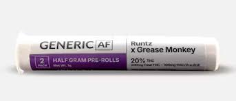 Photograph of Product: Generic AF - Runtz x Grease Monkey (I) - 20% - Preroll 2pk - 1g