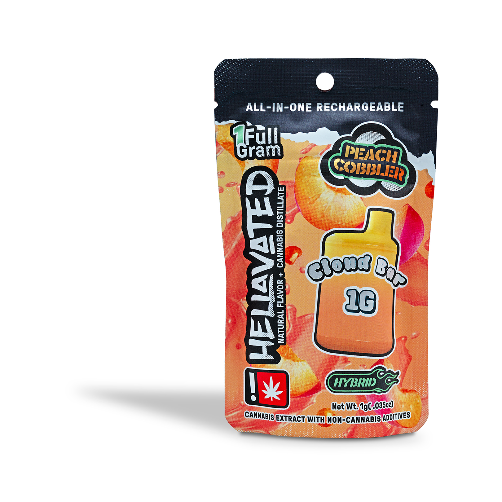 Photograph of product: Hellavated - Peach Cobbler Cloud Bar Disposable Pod