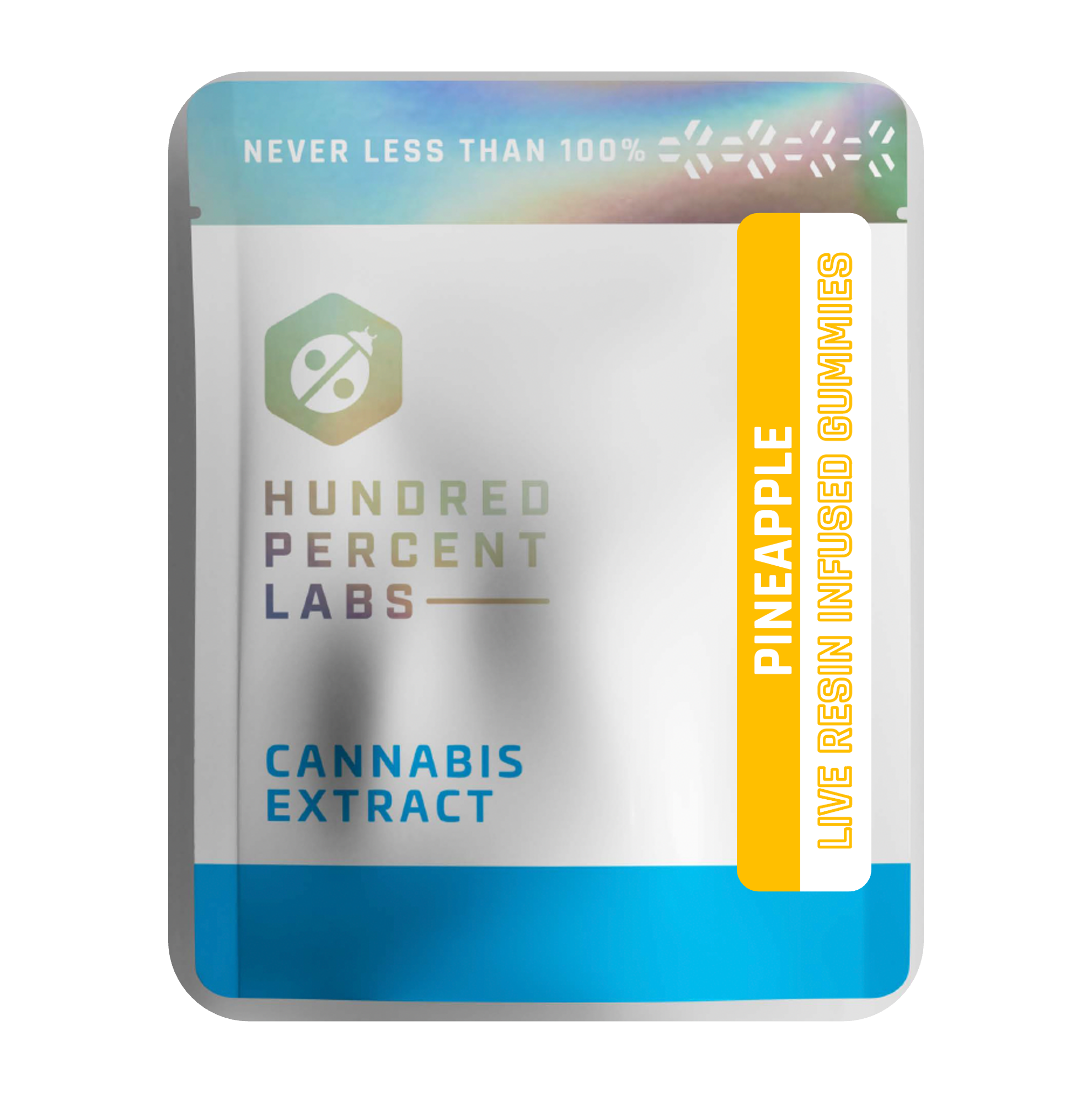 Photograph of product: Hundred Percent Lab: Pineapple  - Live Resin Gummies 6pk 60mg