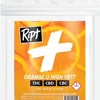 Photograph of product: Ript + 1:1:1 CBD + CBC - Orange U High Yet Gummies? - 100mg