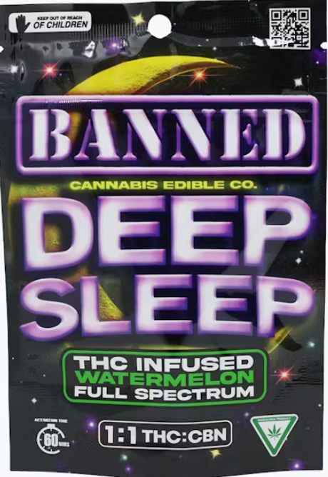 Photograph of product: BANNED | 200MG 1:1 CBN DEEP SLEEP CLUSTERS | WATERMELON