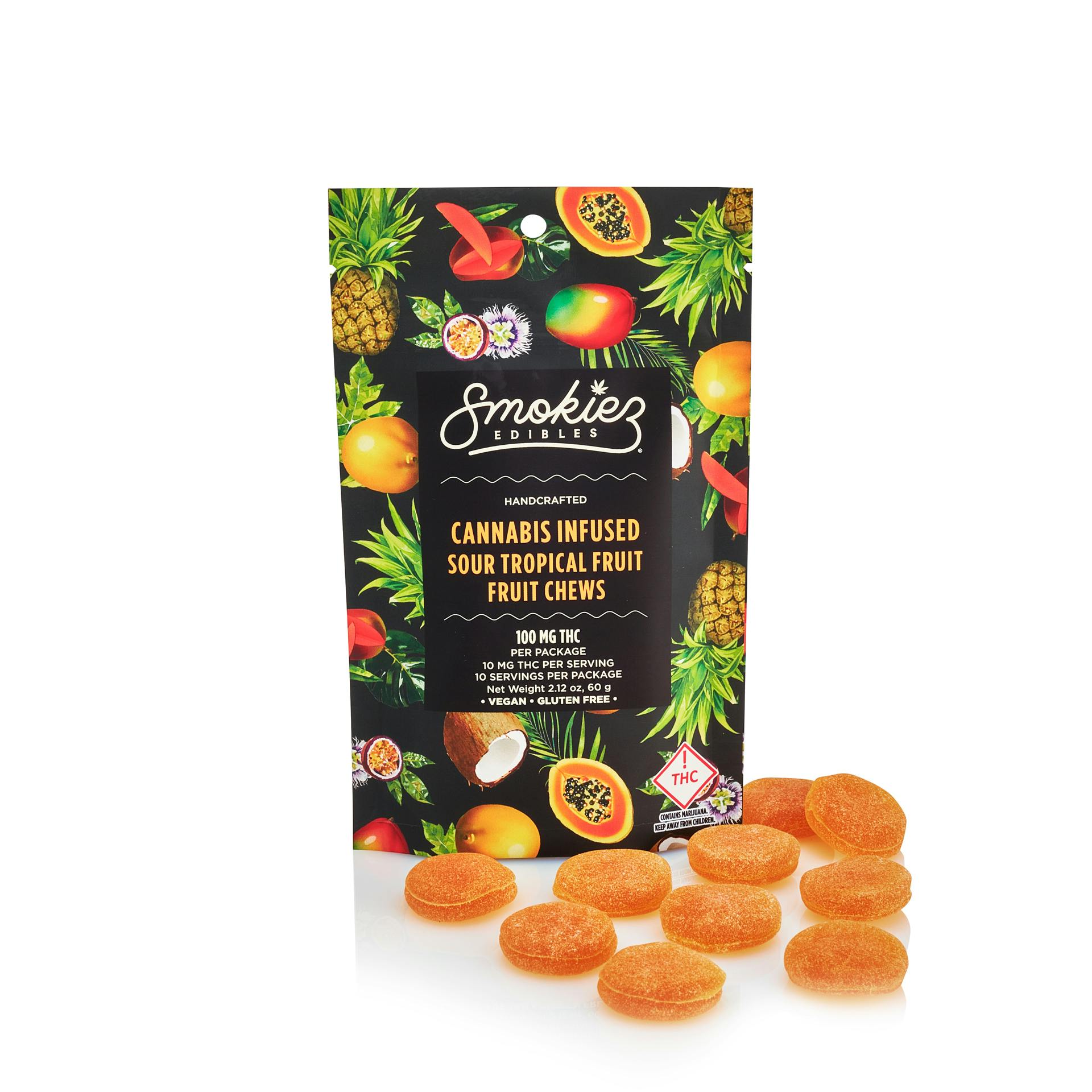 Photograph of product: Sour Tropical Gummies 100mg
