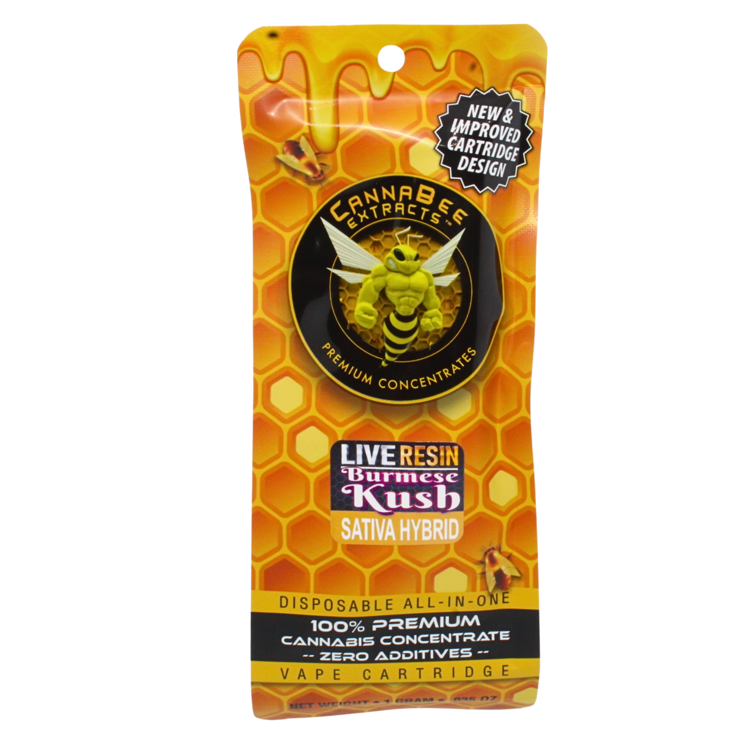 Photograph of product: CANNABEE EXTRACTS BURMESE KUSH LIVE RESIN DISPOSABLE VAPE REC