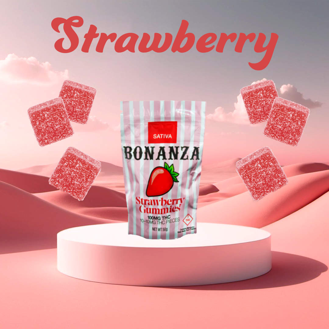 Photograph of product: Bonanza (S) Strawberry Gummies 100mg