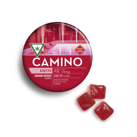 Photograph of product: CAMINO WILD CHERRY GUMMIES 20:5:5 (TH-oui:CBC:CBG) 200MG
