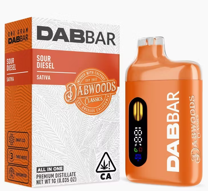 Photograph of product: Dabwoods Dab Bar Sour Diesel Oui'd AIO 1g