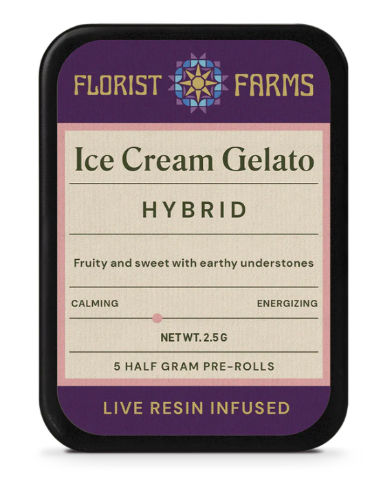 Photograph of product: Florist Farms - Ice Cream Gelato Infused Pre-rolls 5pk
