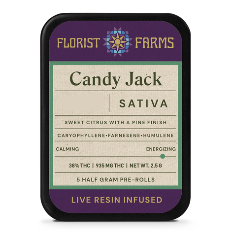 Photograph of product: Candy Jack 2.5g 5pk Live Resin Pre-rolls