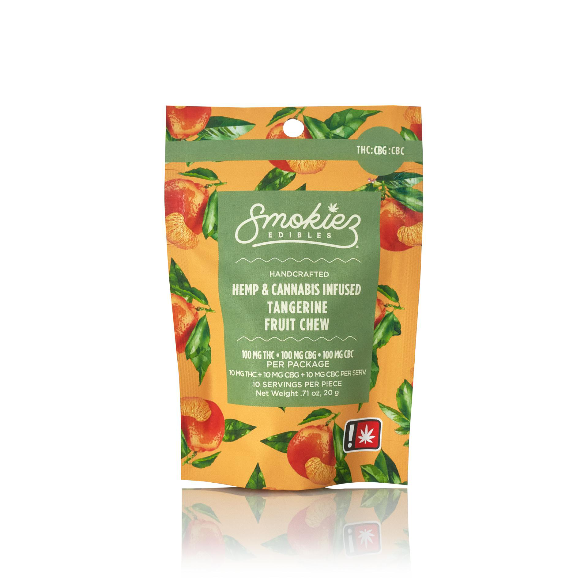 Photograph of product: Smokiez Single Gummy 1:1:1 300mg - Sweet Tangerine TH-oui/CBC/CBG