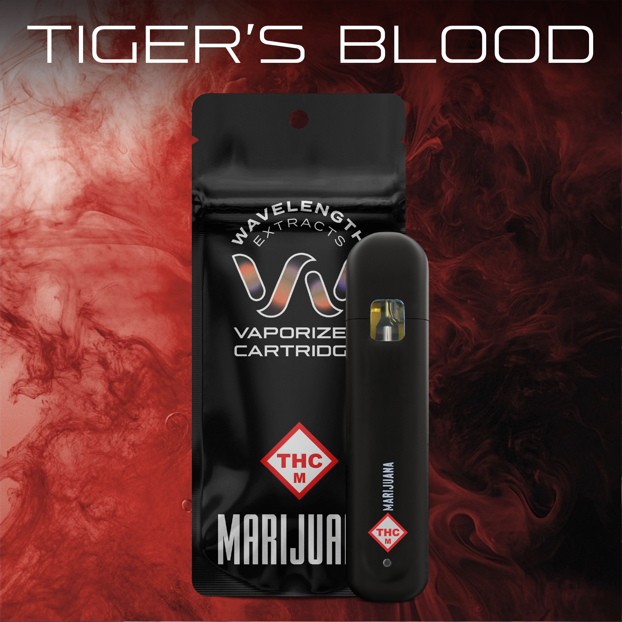 Photograph of product: WAVELENGTH - DISPOSABLE DISTILLATE - 1G - TIGER'S BLOOD - Oui'd