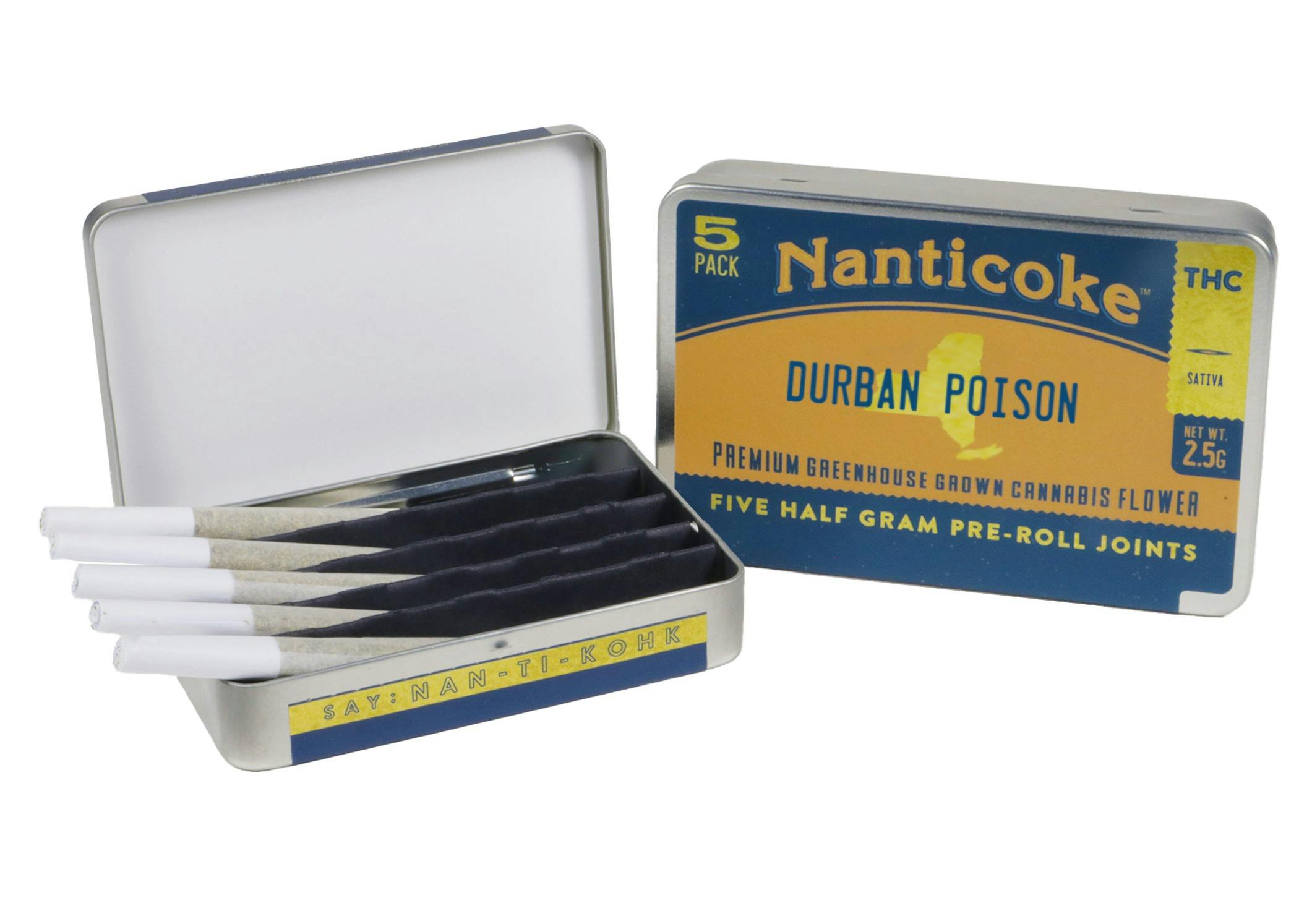 Photograph of product: Nanticoke | Durban Poison (S) Pre-Rolls | 5pk