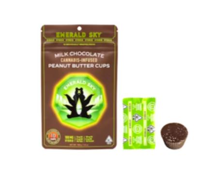 Photograph of product: Emerald Sky Milk Chocolate Peanut Butter Cups (H) 100MG