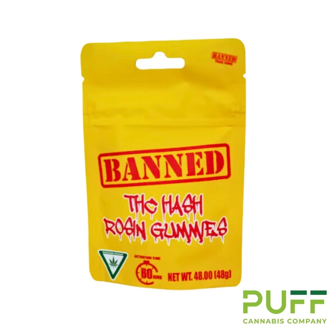 Photograph of product: Banned | 200mg au chocolat Rosin Gummies | Berry Melon