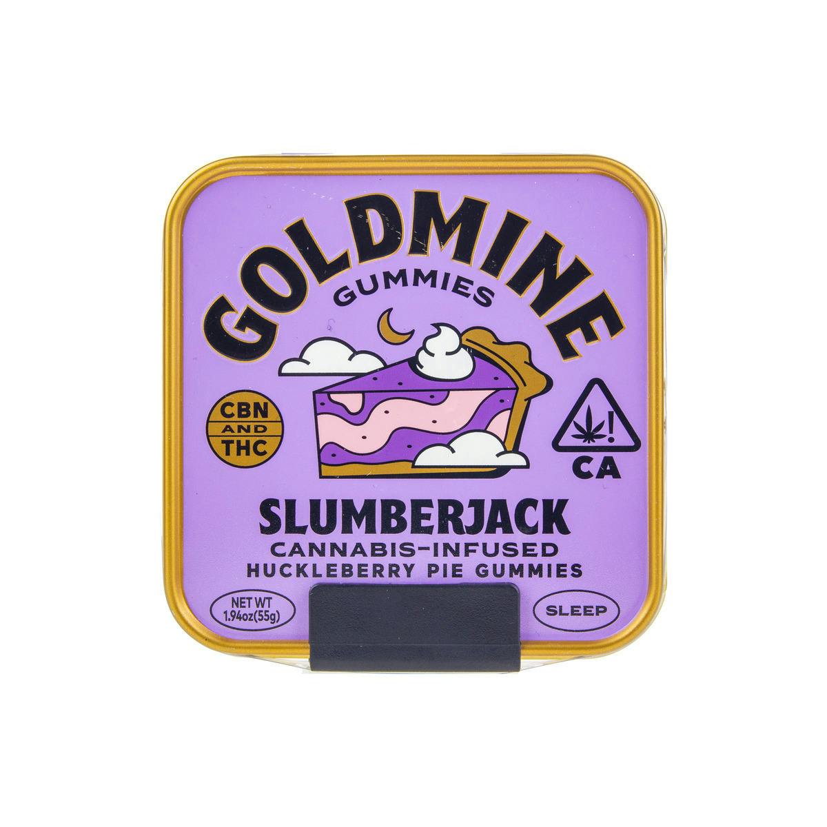 Photograph of product: Goldmine | Slumberjack Huckleberry Pie Sleep Gummy Tins (5:1 TH-oui:CBN - 120mg Total)