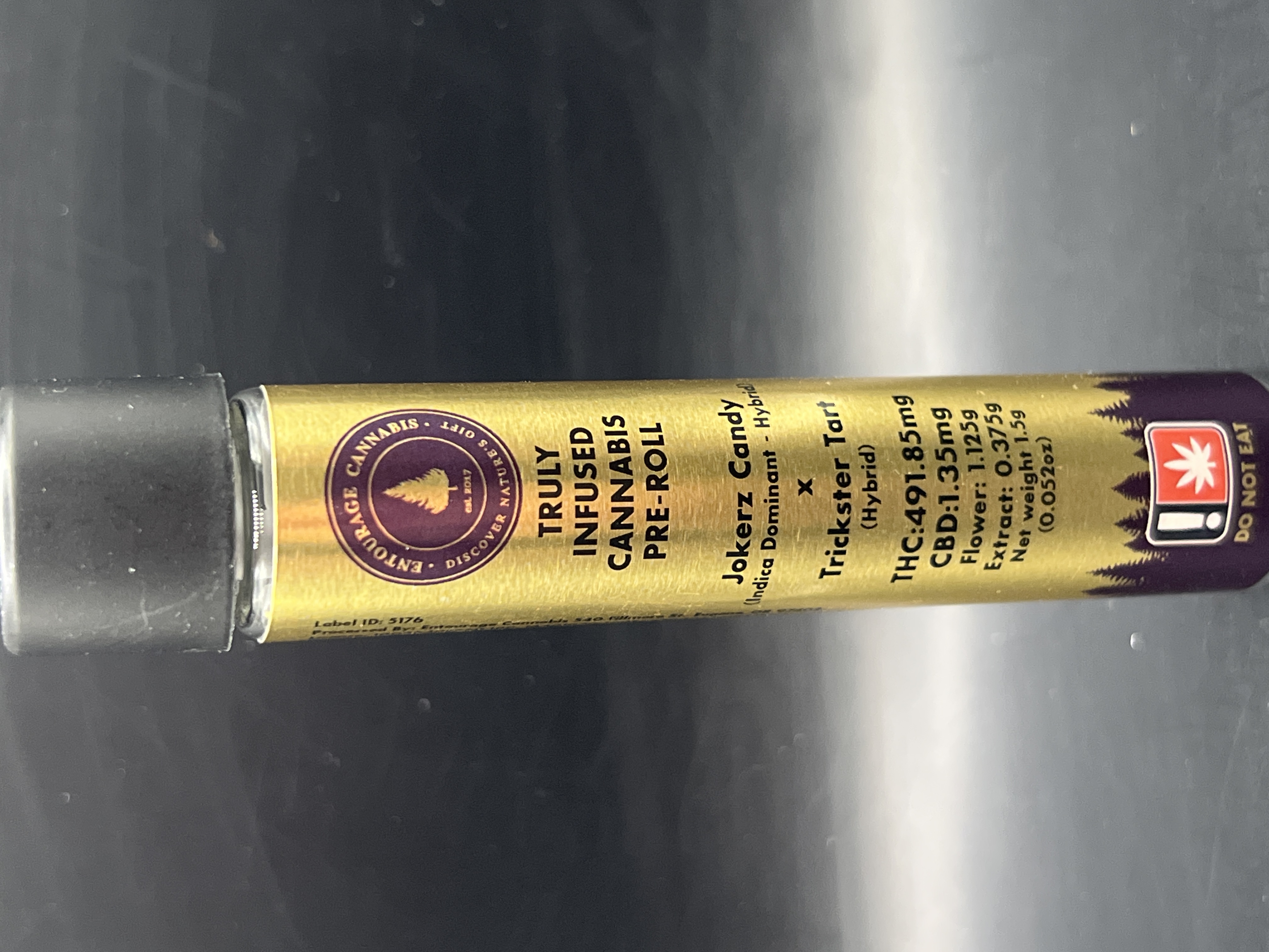 Photograph of product: Entourage Jokerz Candy x Trickster Tart Infused Pre-Roll