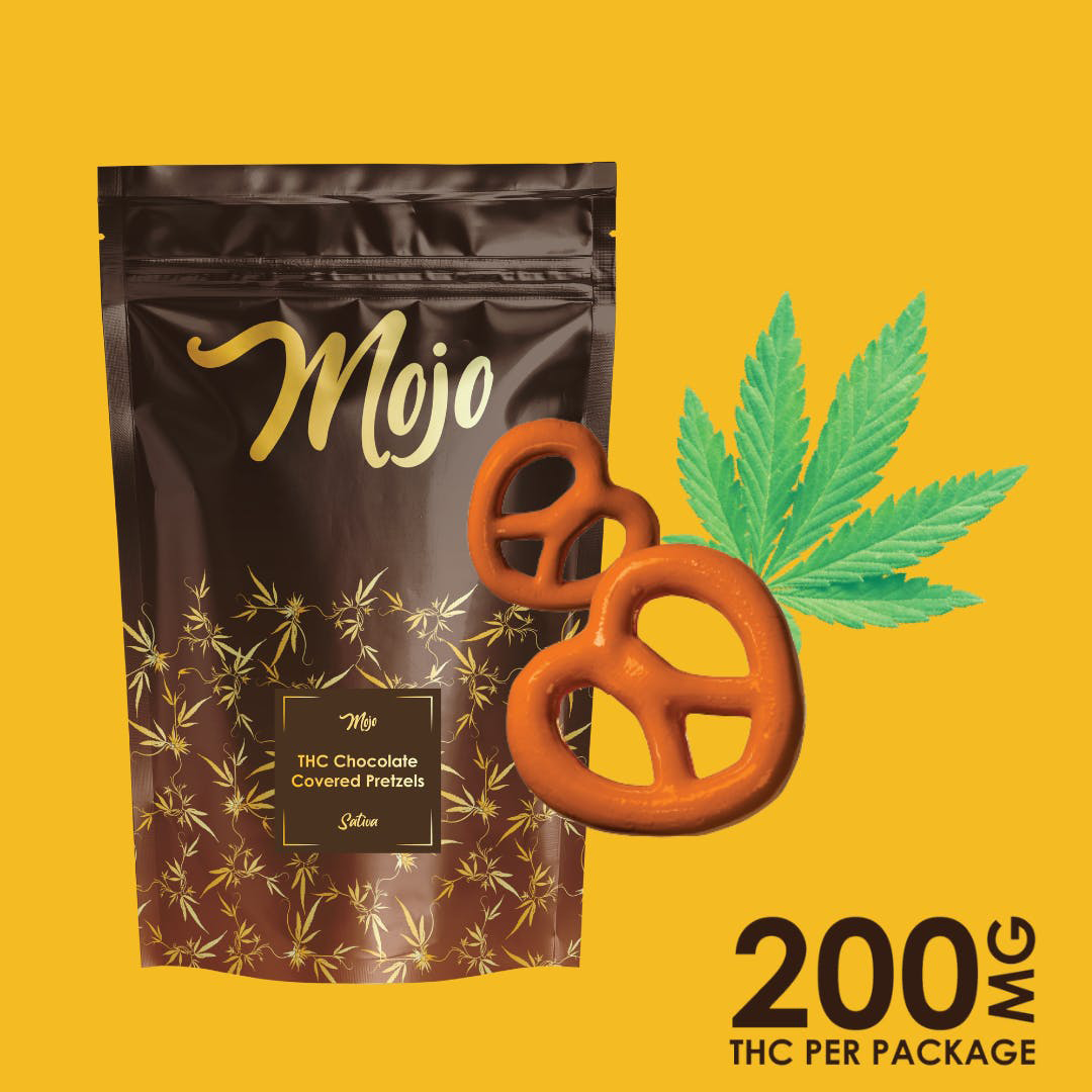 Photograph of product: Mojo | Chocolate Covered Pretzels | 200mg Bites | REC