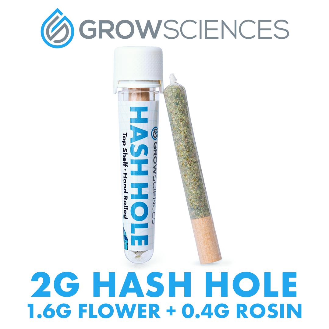 Photograph of Product: Blueberry Headband + Trop Cherry Live Rosin Hash Hole Pre Roll