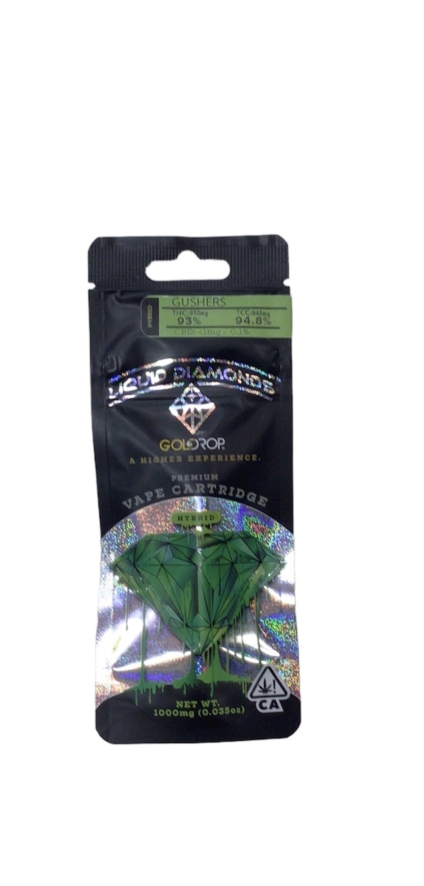 Photograph of product: Gold Drop- Gushers Liquid Diamonds Cartridge