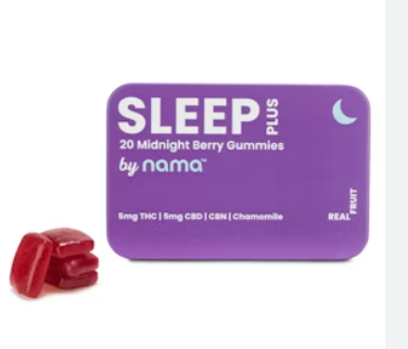 Photograph of product: Sleep + Chamomile | Midnight Berry | Gummies | 5:5:5 TH-oui:CBD:CBN | 20pc x 5mg