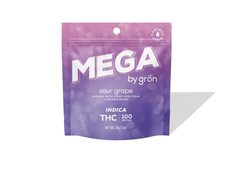 Photograph of product: Gron | Mega | Sour Grape | 100mg 1pk