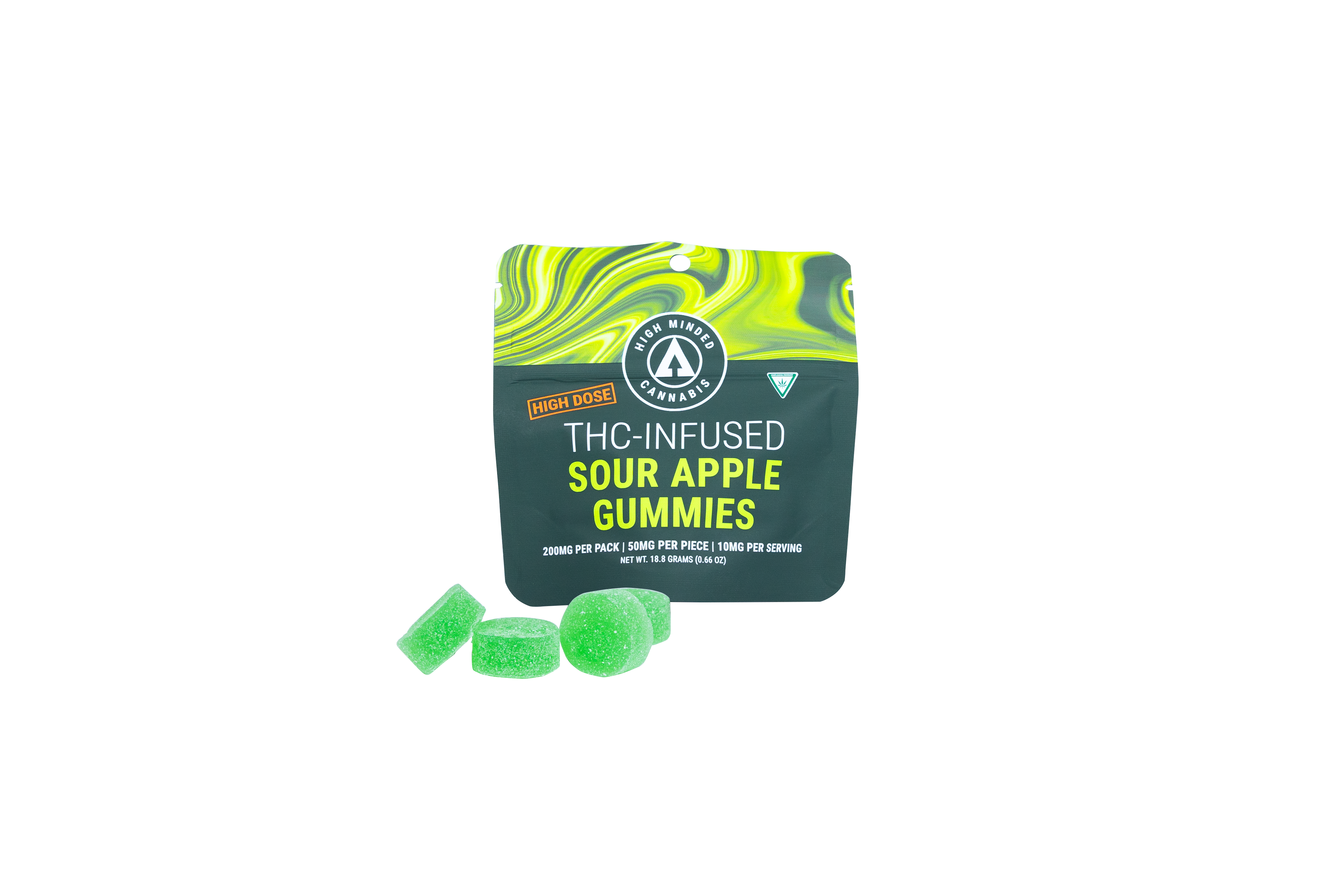 Photograph of Product: High Minded - Gummies - 200mg High Dose - Sour Apple