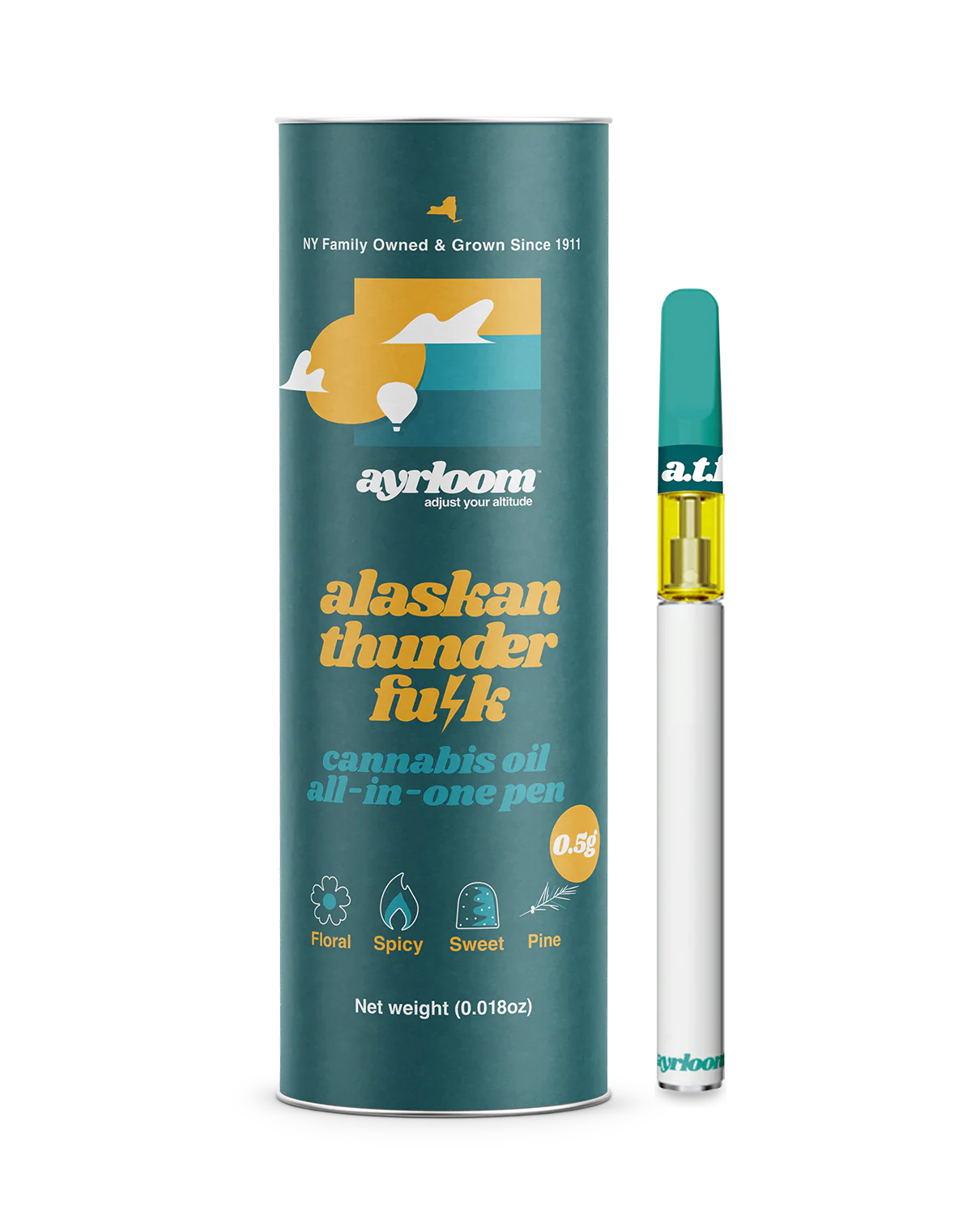 Photograph of Product: Ayrloom AU- Vape 0.5g AIO - Alaskan Thunder Fu*k