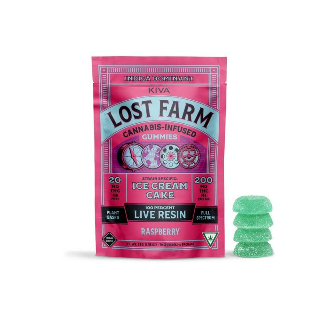 Photograph of product: Lost Farm | Raspberry x Ice Cream Cake Live Resin Gummies | 10x20mg | 200mg