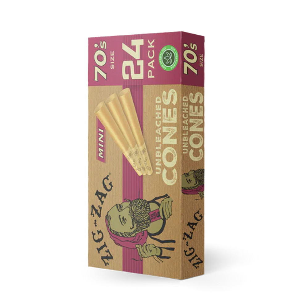 Photograph of product: Zig-Zag - Unbleached Cones 70mm Minis 24 Pack