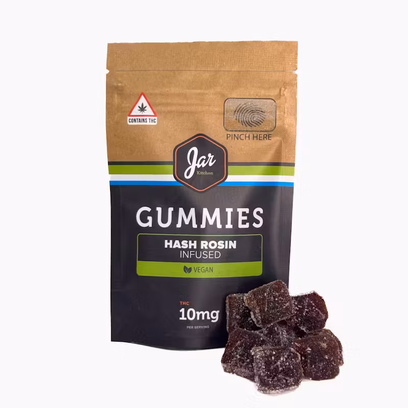 Photograph of product: Jar Co - Strawberries & Cream au chocolat Rosin Gummies 100MG