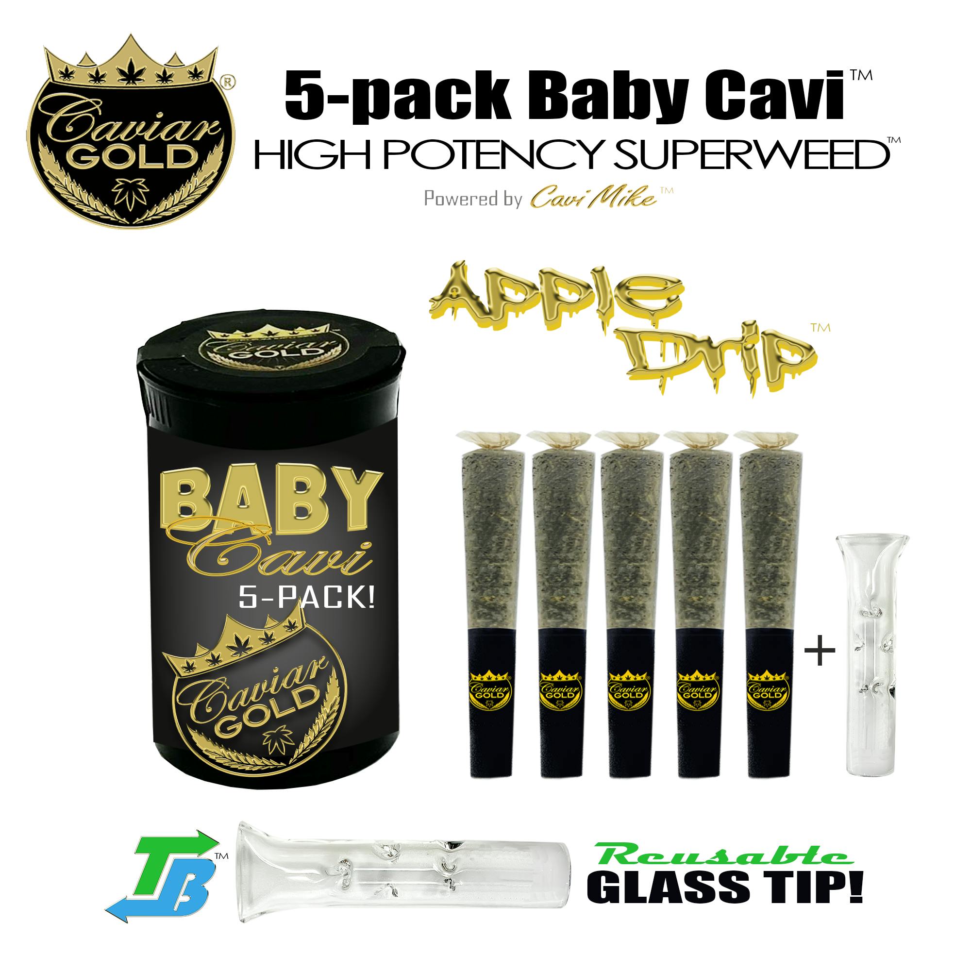 Photograph of product: CAVIAR GOLD | APPLE DRIP BABY CAVI | PREROLL | 5PK