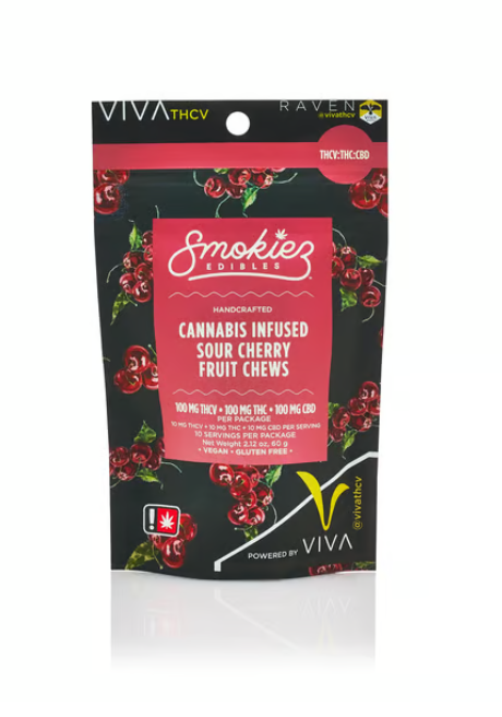 Photograph of product: Gummy - 1pc Smokiez 100mg - Cherry 1:1 TH-oui/TH-ouiV