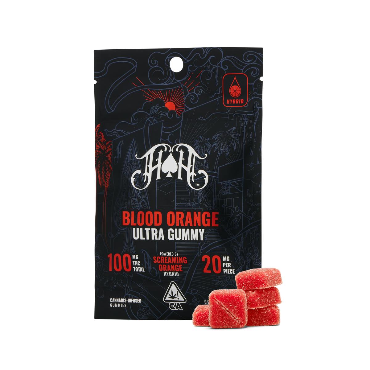 Photograph of product: HEAVY HITTERS | BLOOD ORANGE | 20MG GUMMIES | 5PK
