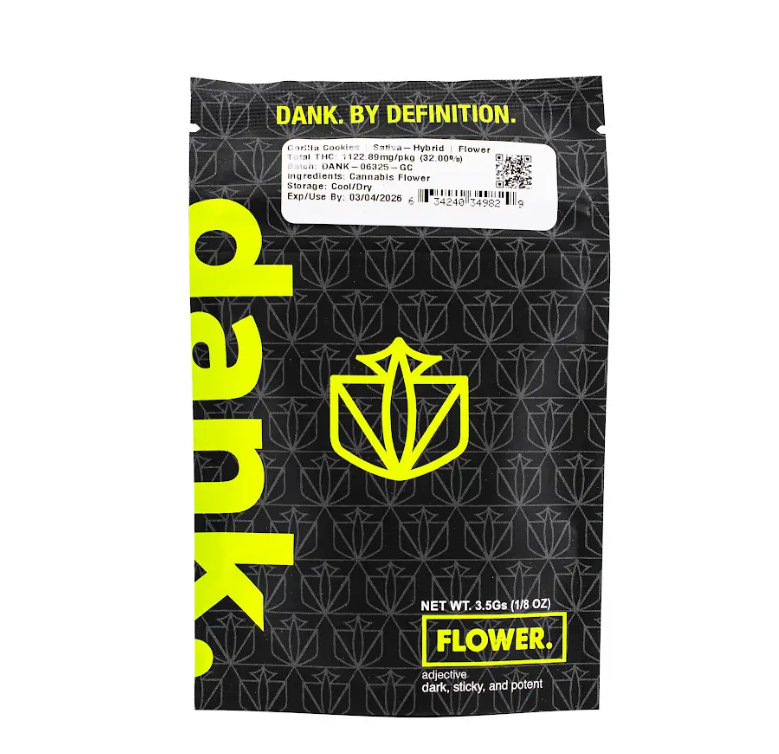 Photograph of product: Dank | Flower | Sun grown | Gorilla Cookies 3.5g
