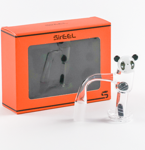 Photograph of product: SirELL Quartz Terp Slurper Panda set | Matching cap and pills | 14mm Male