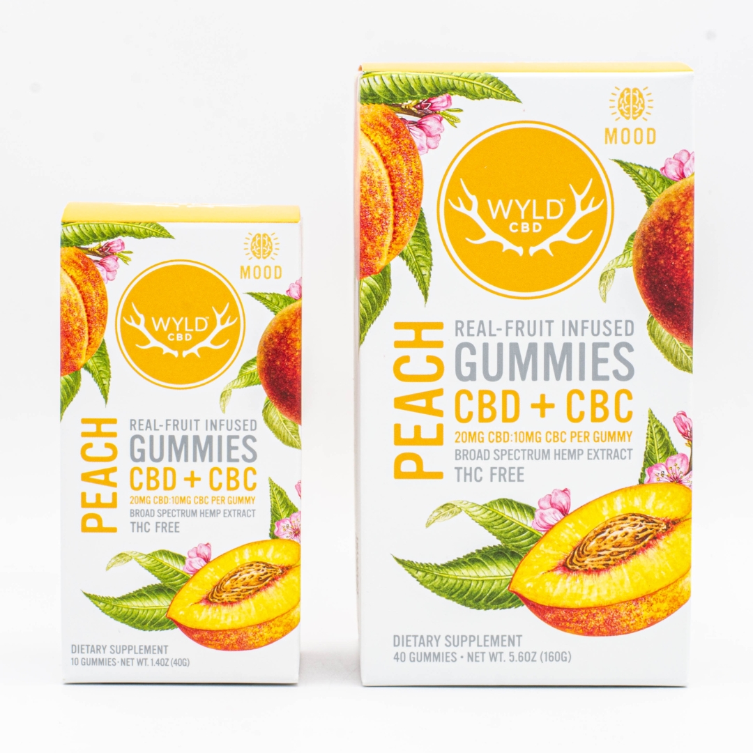 Photograph of product: Wyld - Peach - 2:1 CBD/CBC - 20mg CBD Gummies 10pk