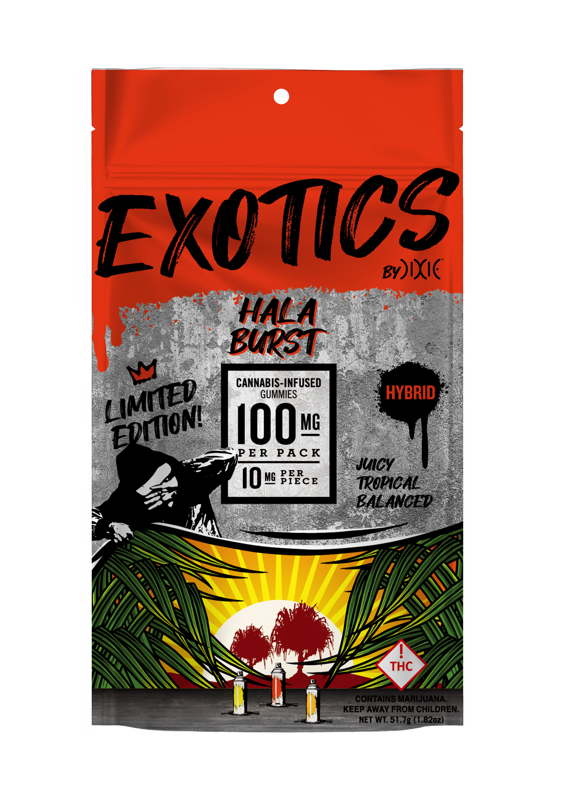 Photograph of product: Dixie - Limited Edition Gummies - 100mg - Hala Burst (H)