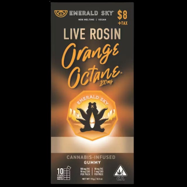 Photograph of product: Orange Octane 100mg Live Rosin Gummy - 
