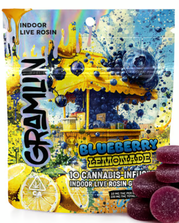 Photograph of product: 10pk Blueberry Lemon Live Rosin Gummies - Gramlin