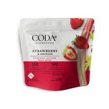 Photograph of Product: Coda Gummies | Strawberry Rhubarb 1:1 | 100mg THC 100mg CBD