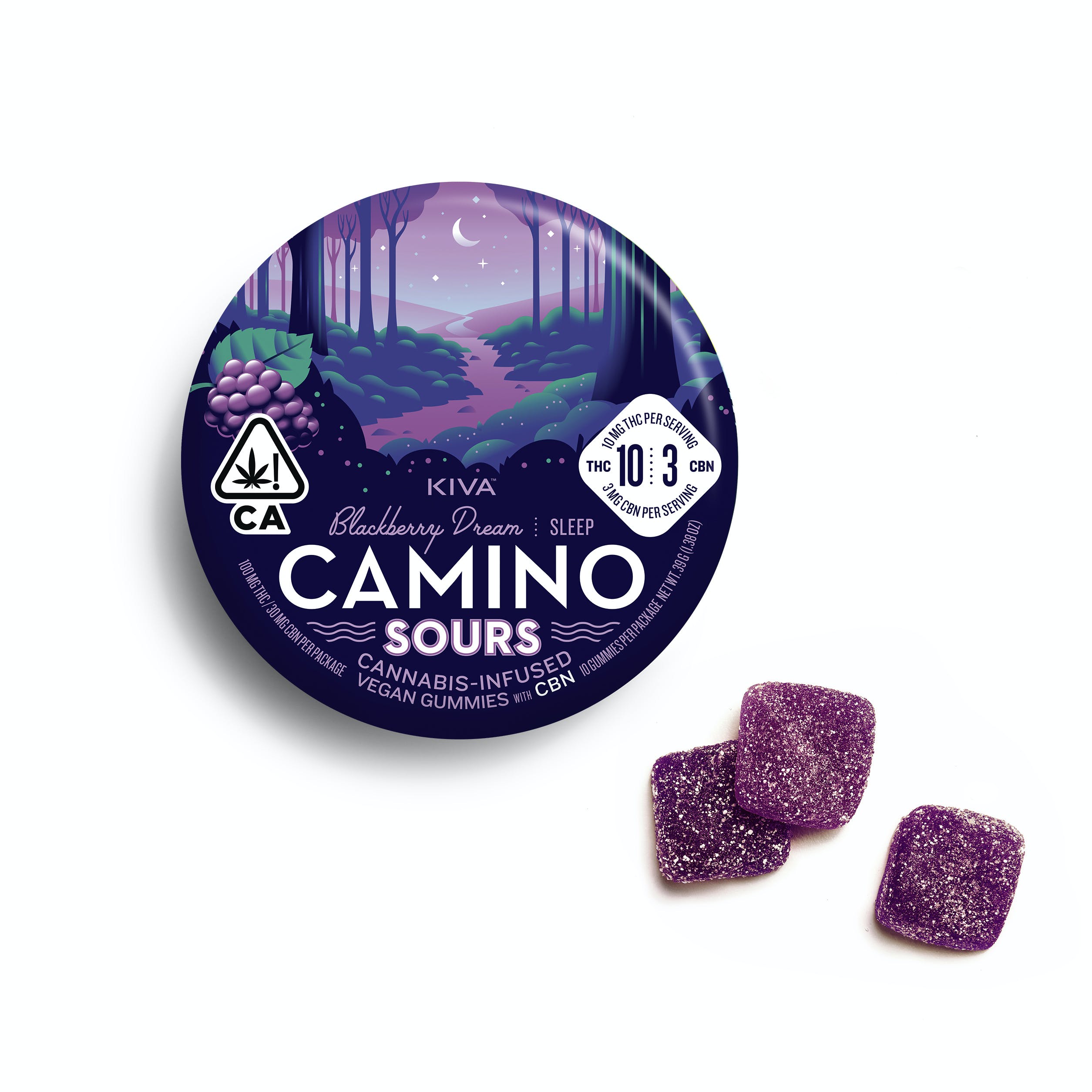 Photograph of product: Camino Sours | Blackberry Dream 1:1:1 Gummies | 200mg