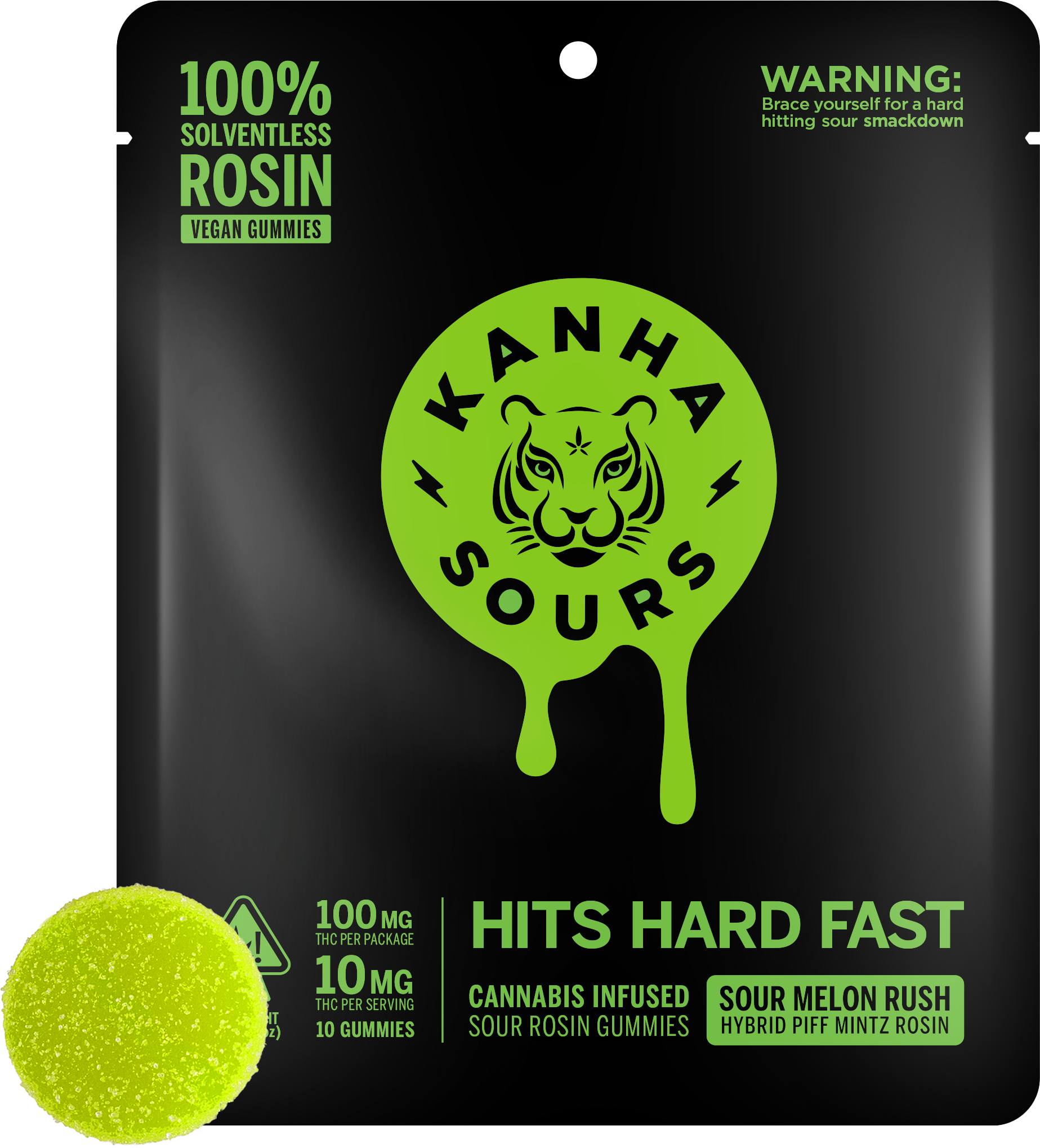 Photograph of product: Sour Melon Rush Rosin Sours Gummies 10-pack