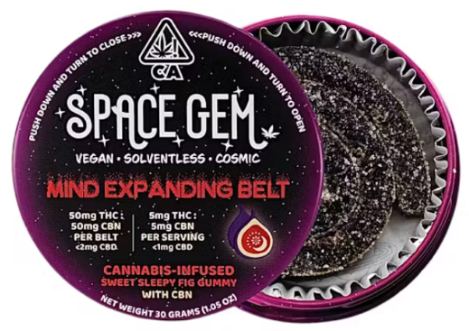 Photograph of product: 1:1 CBN:THC SWEET SLEEPY FIG 100MG GUMMY BELT