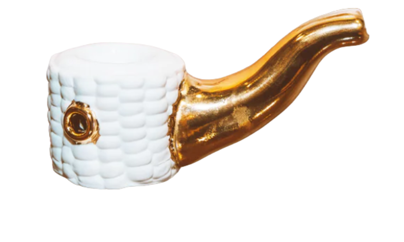 Photograph of product: Ceramic Corn Pipe Gold - Artist; Candy Relics