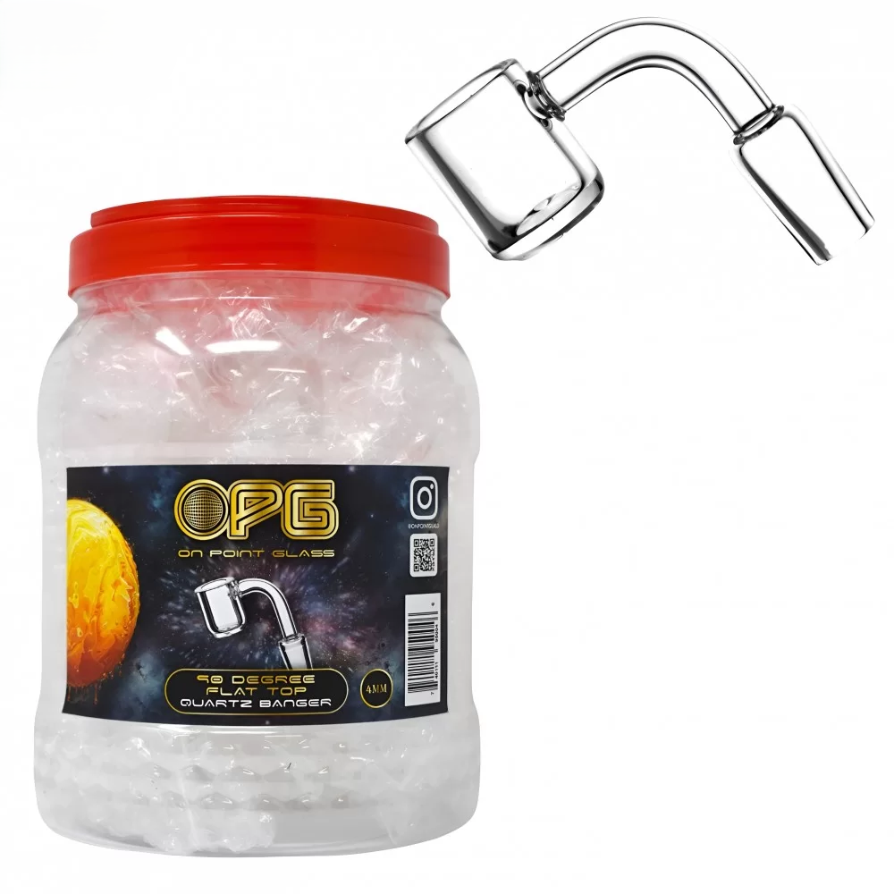 Photograph of product: 4mm 14 Male Joint 90 Top Flat Top Cut Quartz Banger
