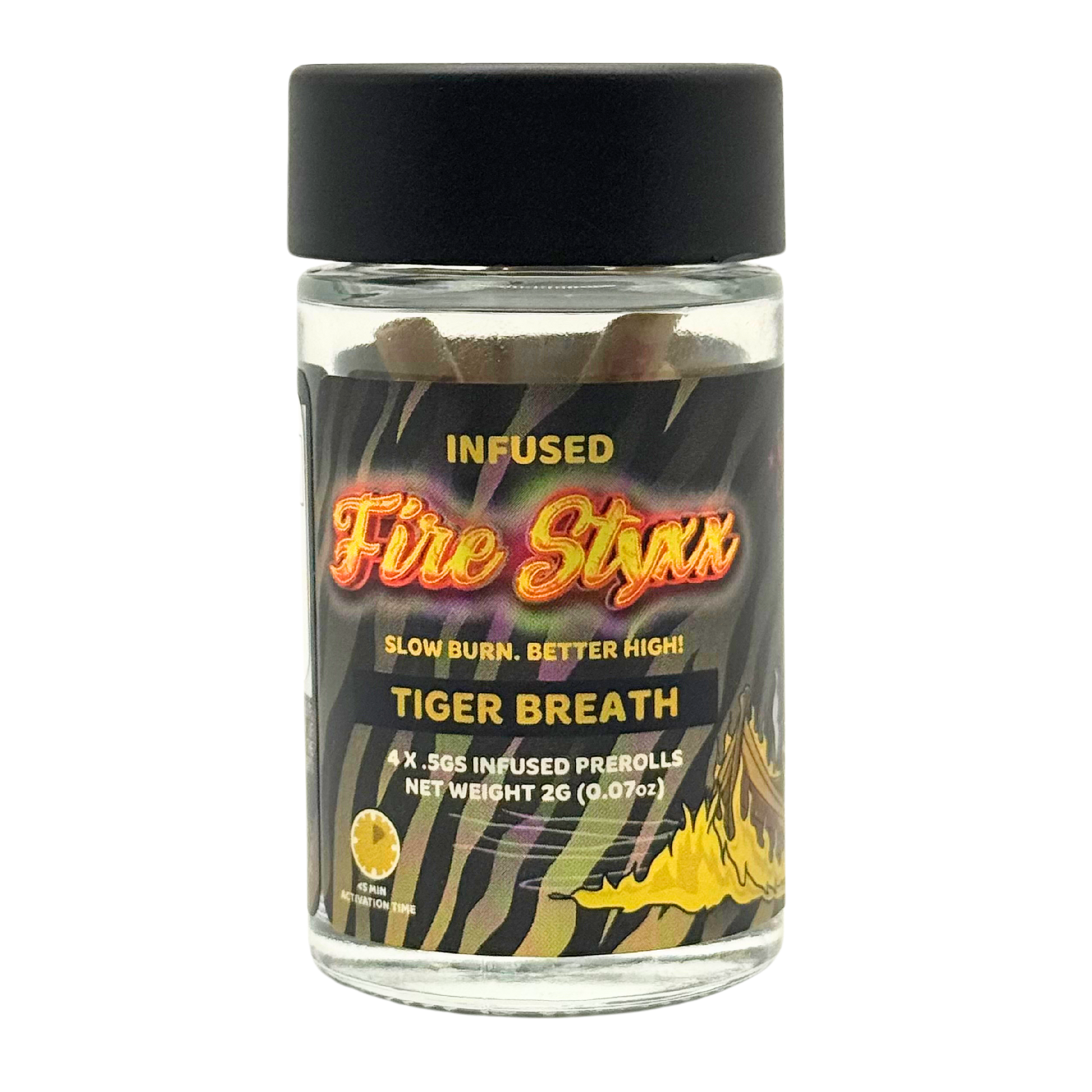 Photograph of product: Fire Styxx | 4pk Infused Pre-rolls .5g | Tiger Breath