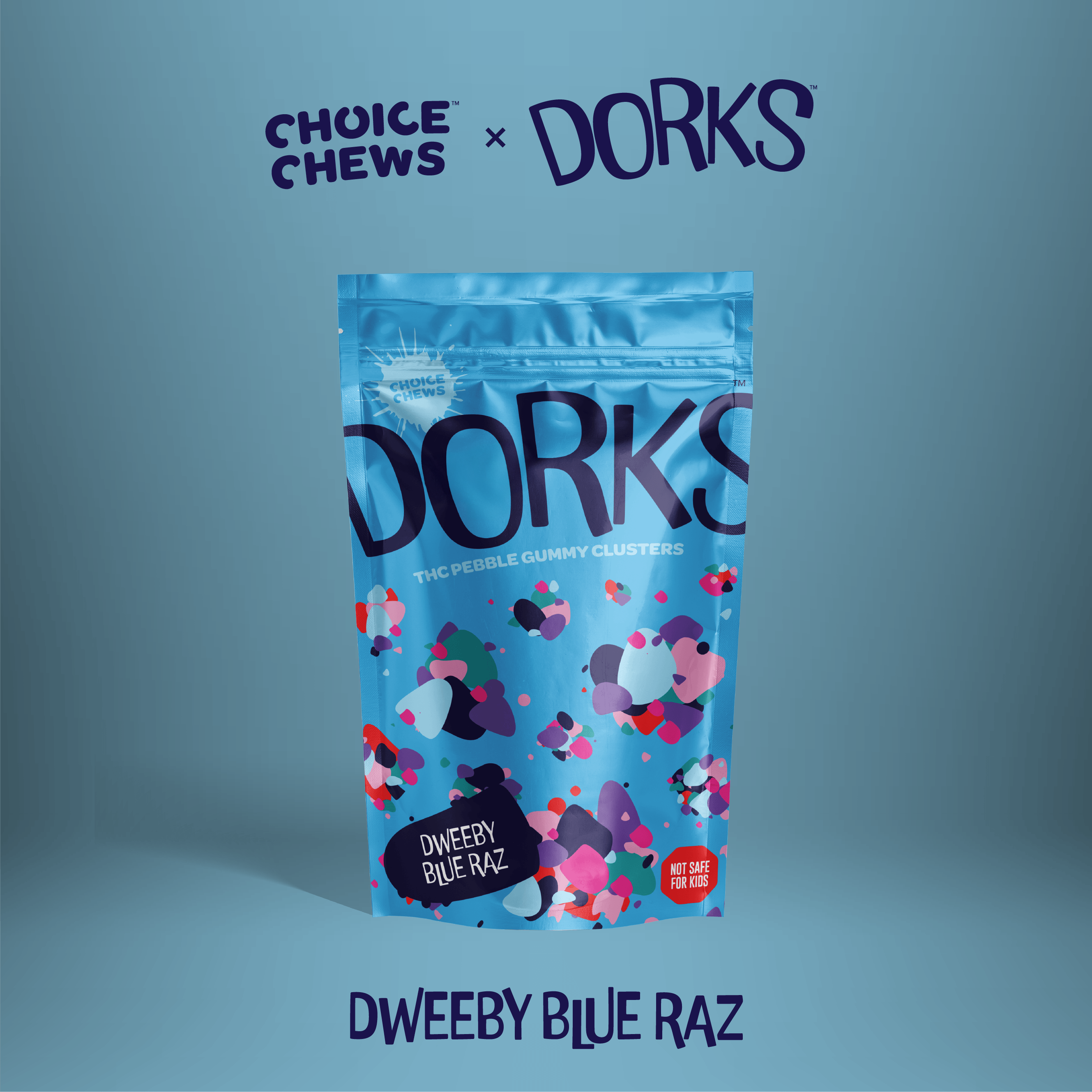Photograph of product: Choice | Dorks | Dweeby Blue Raz | 200mg | Gummies