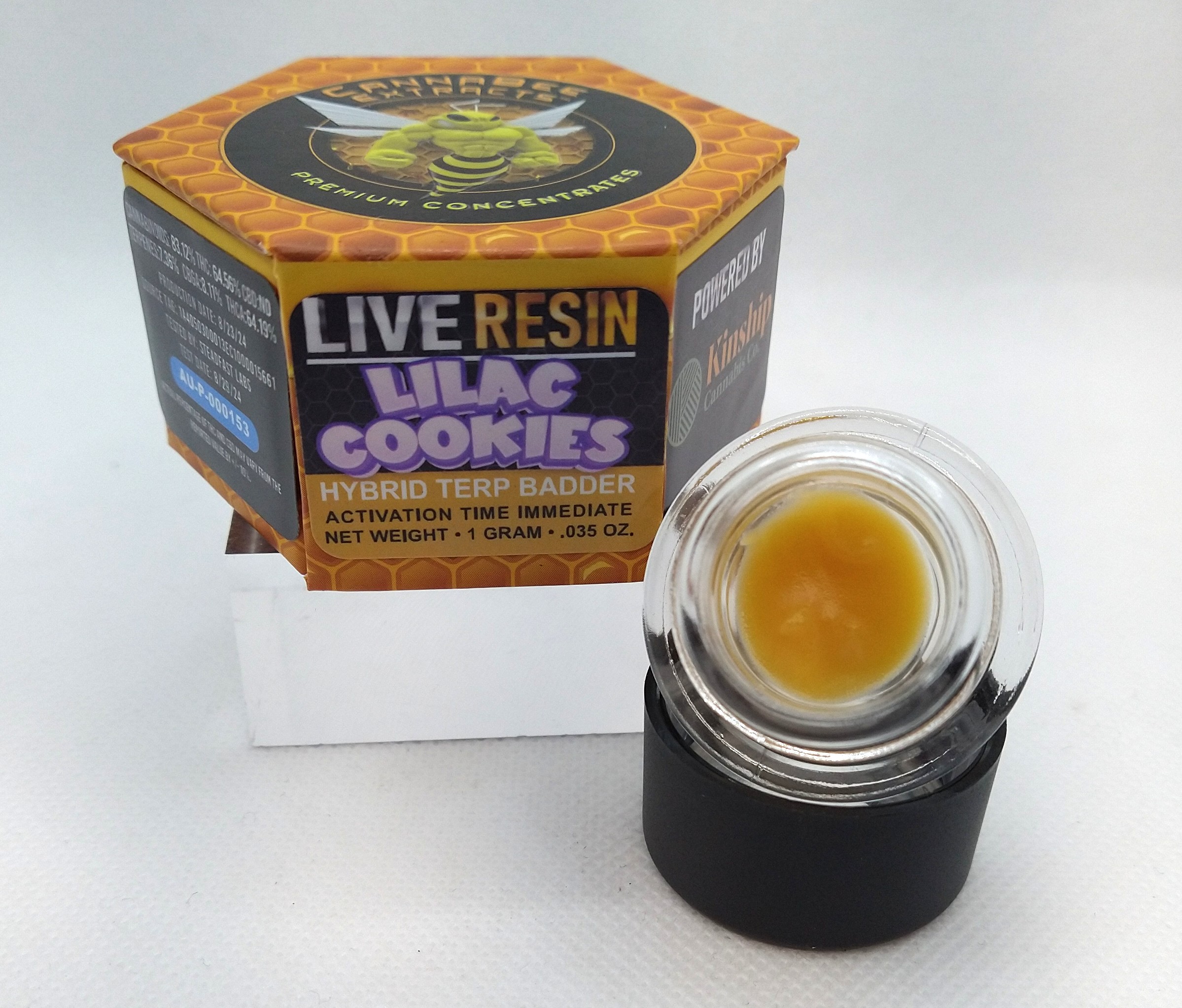Photograph of product: Canna Bee | Lilac Cookies | Live Resin Terp Badder Hybrid