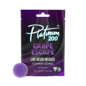Photograph of product: Platinum Vape | 200mg Live Resin Gummies | Grape Escape